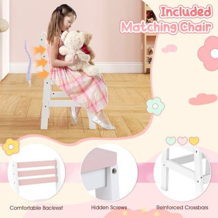 Coiffeuse pour enfants avec miroir lumineux, étagère et chaise