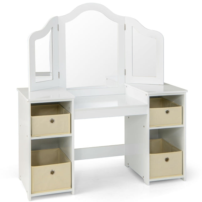 Coiffeuse pour enfants avec miroir amovible et rangement