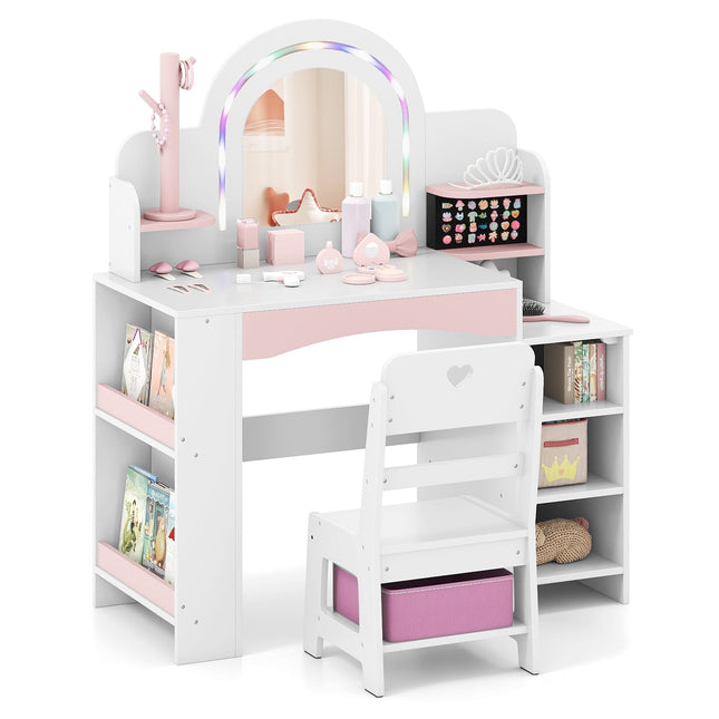 Coiffeuse pour enfants avec lumières LED et rangement