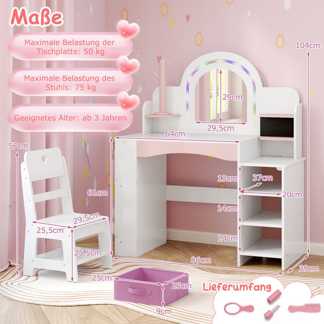 Coiffeuse pour enfants avec lumières LED et rangement