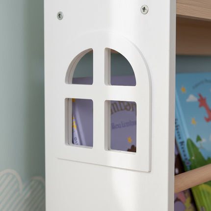 Bibliothèque murale pour enfants, blanche, en forme de maison