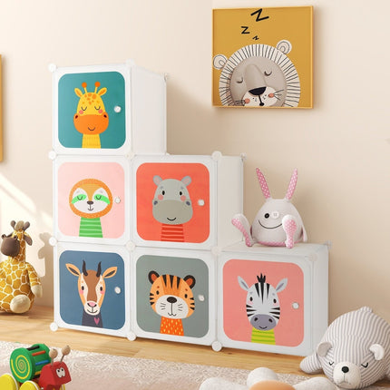 Armoire enfant avec 8 cubes et penderie, montage facile