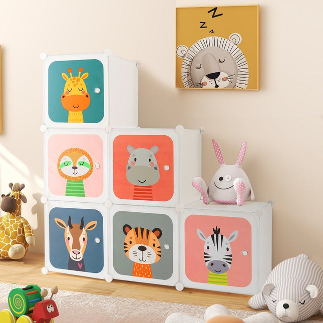Armoire enfant avec 8 cubes et penderie, montage facile