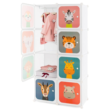 Armoire enfant avec 8 cubes et penderie, montage facile