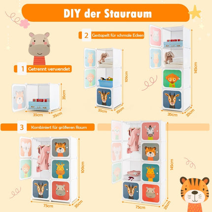 Armoire enfant avec 8 cubes et penderie, montage facile