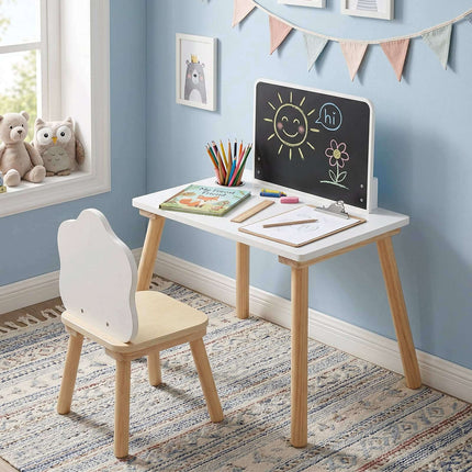 Kinder-Beikosttisch- und Stuhlset mit Kreidetafel