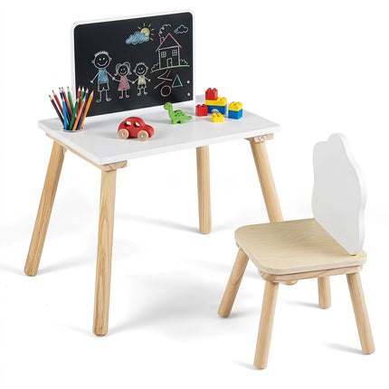 Kinder-Beikosttisch- und Stuhlset mit Kreidetafel