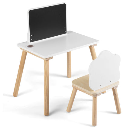 Kinder-Beikosttisch- und Stuhlset mit Kreidetafel