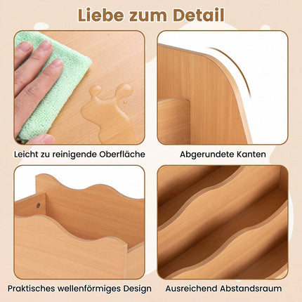 Bibliothèque en bois pour enfants avec tiroir de rangement à roulettes