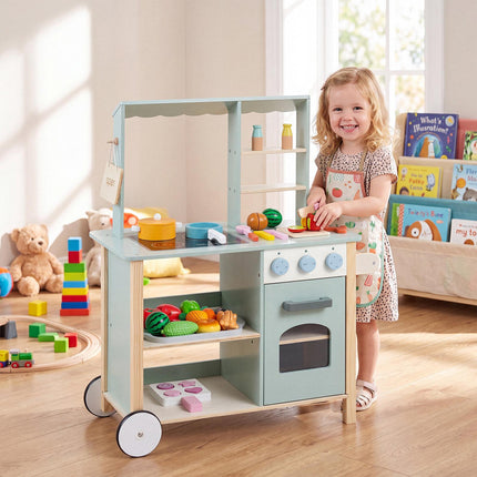 Spielküchenset aus Holz für Kinder mit Kochgeschirr und Zubehör