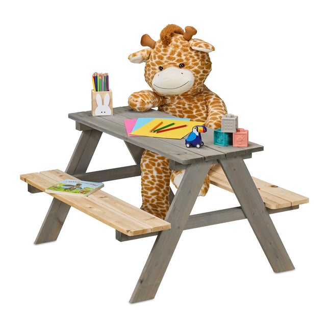 Picknicktisch aus Holz für Kinder mit Bänken, Kiefernholz