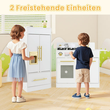 Cuisine en bois pour enfants avec évier et machine à glaçons