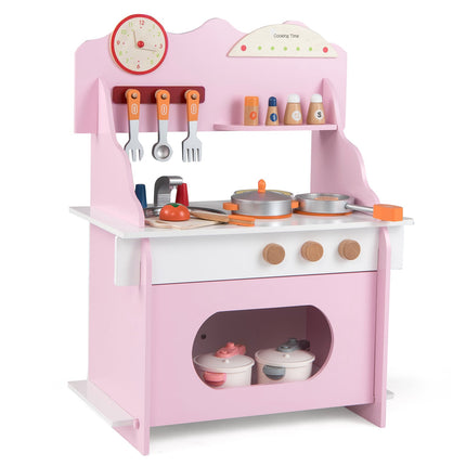 Cuisine en bois pour enfants avec accessoires - Rose
