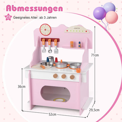 Cuisine en bois pour enfants avec accessoires - Rose