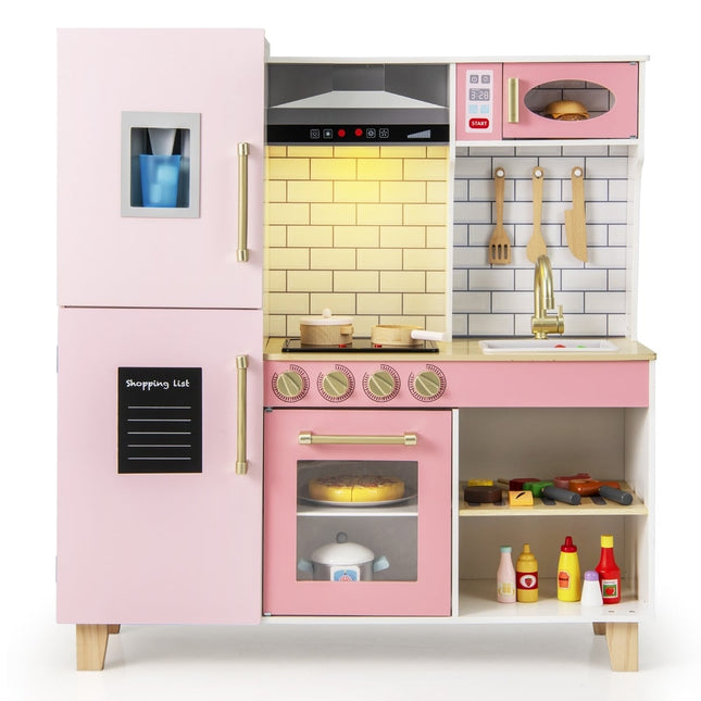 Cuisine en bois pour enfants avec machine à glaçons et tableau noir