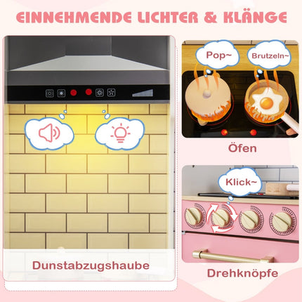 Kinder-Spielküche aus Holz mit Eiswürfelbereiter & Kreidetafel