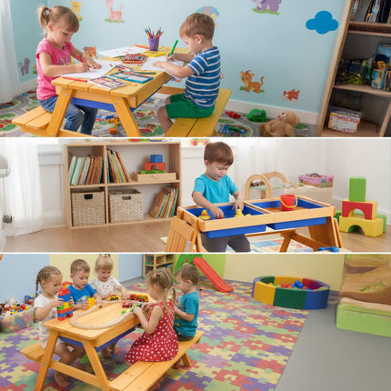 Ensemble de sièges en bois pour enfants avec table à sable et à eau