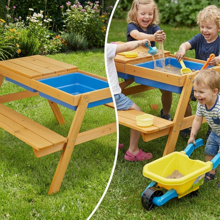 Ensemble de sièges en bois pour enfants avec table à sable et à eau