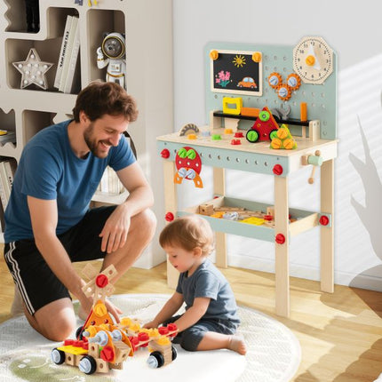 Kinder-Holzwerkbank mit Werkzeugset und Aufbewahrung