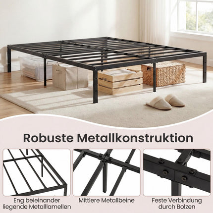 Metallbettgestell King Size, Schwarz, 200 x 160 cm