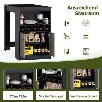 Küchenbartisch mit Weinregalen & Ablagen, Schwarz