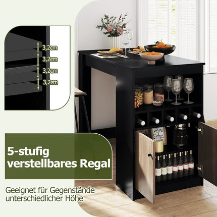 Küchenbartisch mit Weinregalen & Ablagen, Schwarz