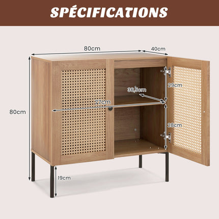 Küchenbuffetschrank, Rohrtüren, verstellbares Regal 80 cm