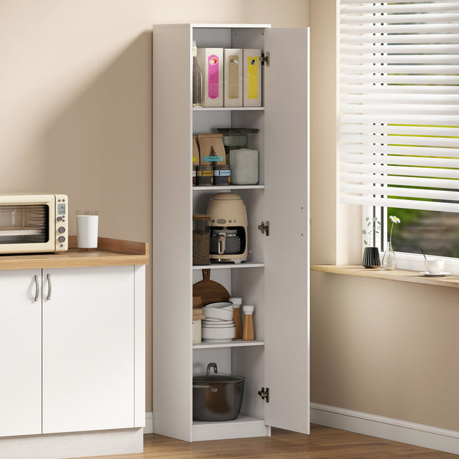 Meuble de cuisine, étagères réglables à 5 niveaux, bois blanc