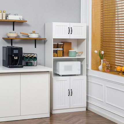 Hoher Küchenbuffetschrank, verstellbare Einlegeböden, Mikrowelle