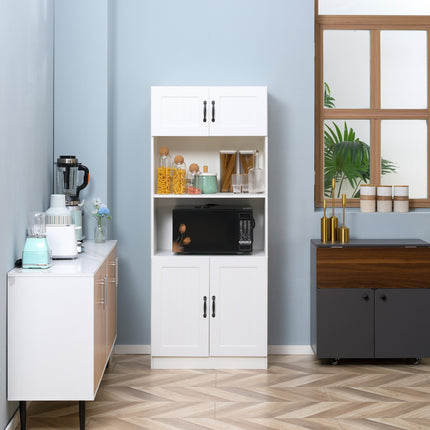 Hoher Küchenbuffetschrank, verstellbare Einlegeböden, Mikrowelle