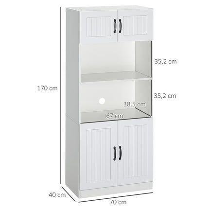 Hoher Küchenbuffetschrank, verstellbare Einlegeböden, Mikrowelle