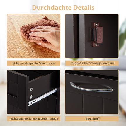 Meuble de cuisine pour poubelle de 42 L avec tiroirs et étagère