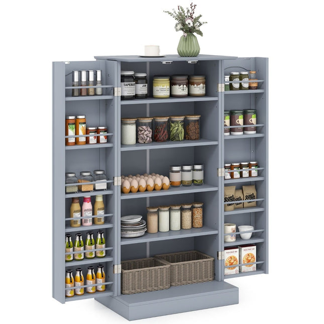 Meuble de cuisine à 2 portes et étagères réglables, gris
