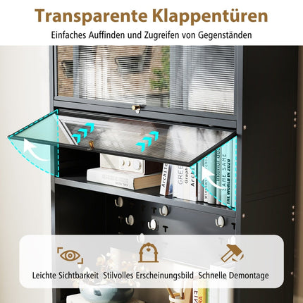 Küchenschrank mit 6 Regalböden, Schwarz, Freistehend