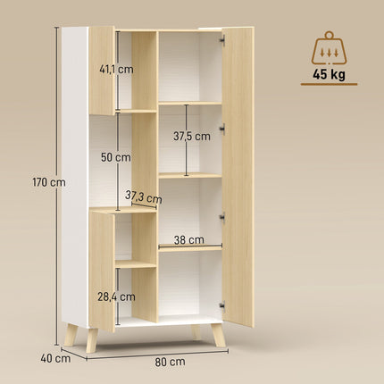 Küchenschrank mit verstellbaren Einlegeböden, 170 cm, Naturholz