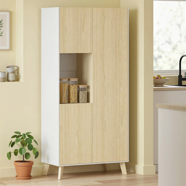 Küchenschrank mit verstellbaren Einlegeböden, 170 cm, Naturholz