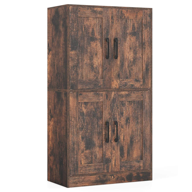 Meuble de cuisine avec étagères réglables, 4 portes, marron