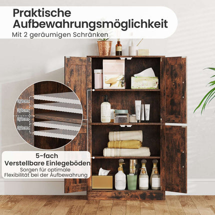Küchenschrank mit verstellbaren Einlegeböden, 4 Türen, Braun