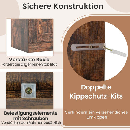 Küchenschrank mit verstellbaren Einlegeböden, 4 Türen, Braun