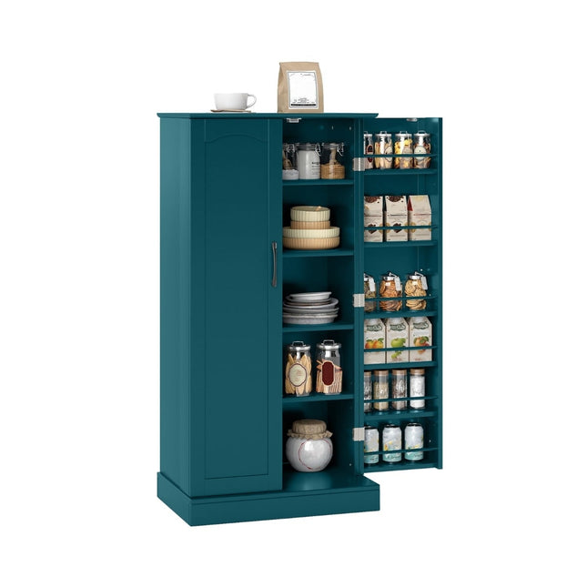 Meuble de cuisine avec étagères réglables, vert, 2 portes