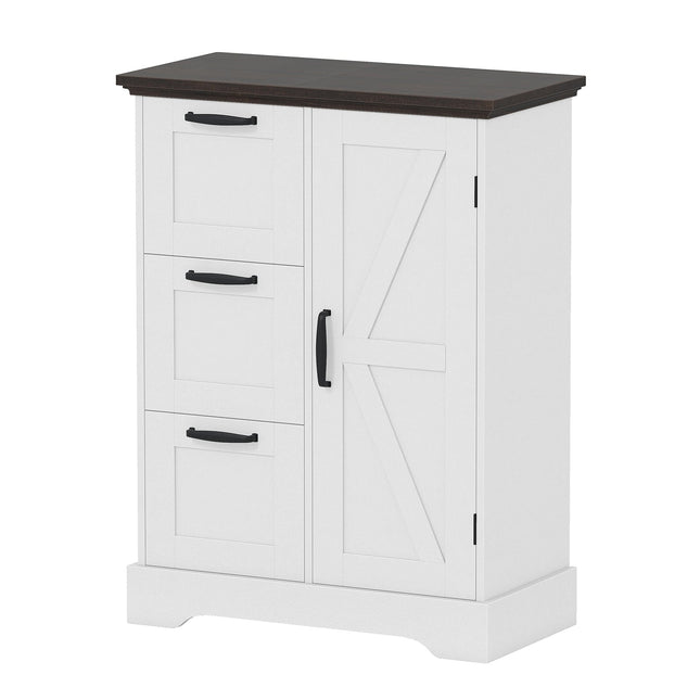 Meuble de cuisine avec portes et 3 tiroirs - MDF blanc