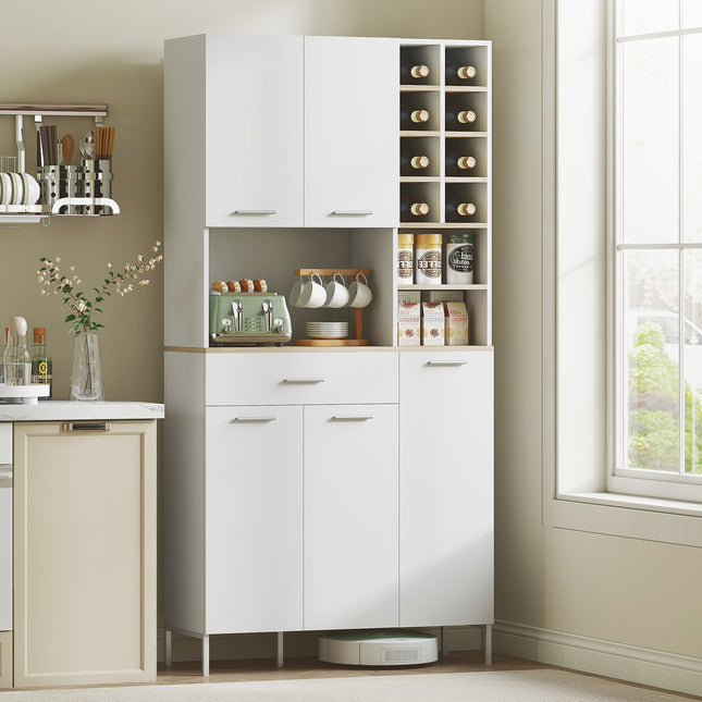 Küchenschrank mit offenen Regalen, Weinregal, weiße MDF