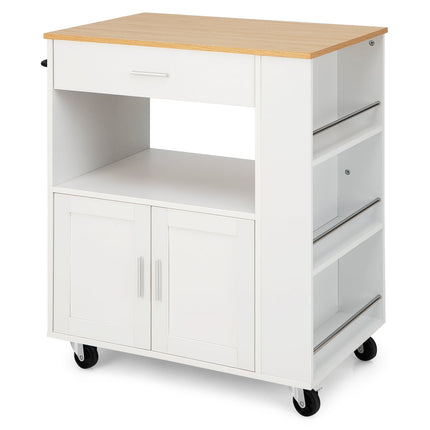 Küchenwagen mit Arbeitsplatte, Schublade, Gewürzregalen, Weiß