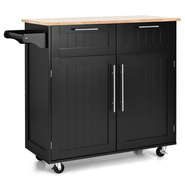 Chariot de cuisine avec tiroirs et placards, noir, 94 x 45,5 x 94,5 cm
