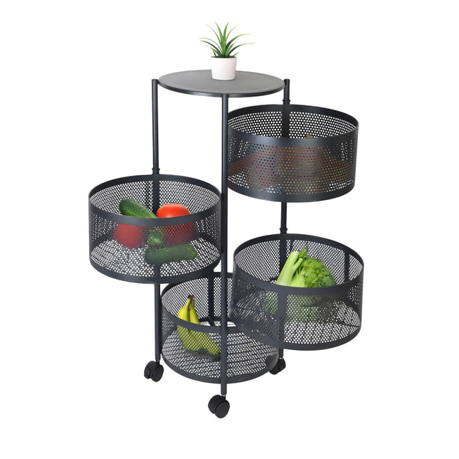Chariot de cuisine avec étagères pivotantes - Métal, à roulettes, rangement