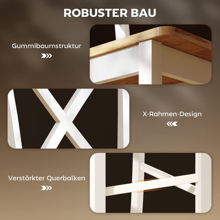 Lot de 2 chaises de cuisine en bois d'hévéa et dossier à barreaux blancs