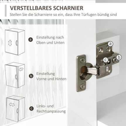 Glass door cabinet, adjustable shelves, white 79x40x180CM