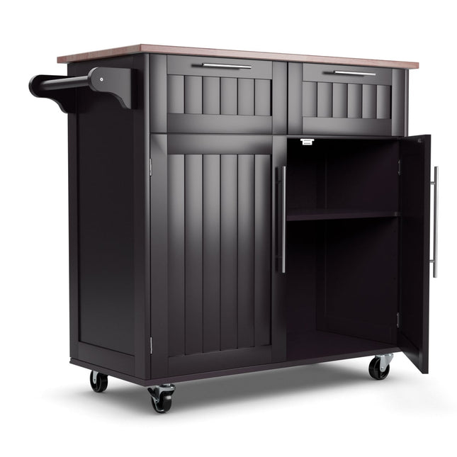 Îlot de cuisine mobile avec tiroirs et placards, 94 x 45,5 x 94,5 cm