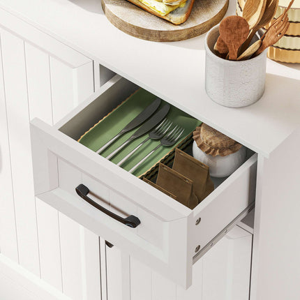 Armoire de cuisine, 180,5 cm, étagères réglables, MDF, blanc