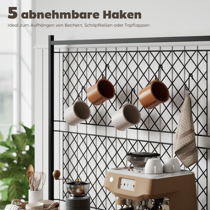 Étagère de cuisine avec crochets et porte-bouteilles, brun rustique